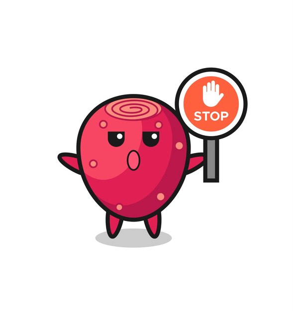 Ilustración de personaje de pera espinosa con una señal de stop