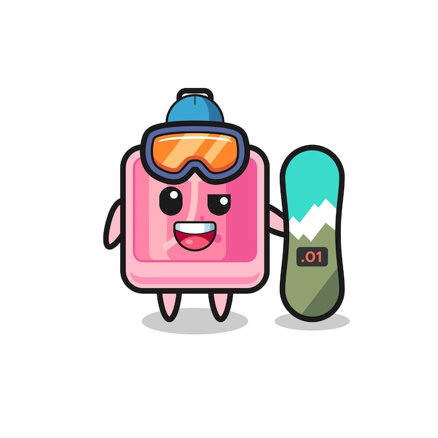 Ilustración del personaje de perfume con estilo de snowboard, diseño de estilo lindo para camiseta, pegatina, elemento de logotipo