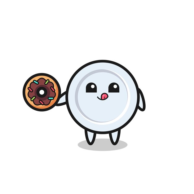 Ilustración de un personaje de plato comiendo una rosquilla