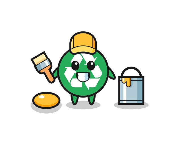 Ilustración de personaje de reciclaje como pintor