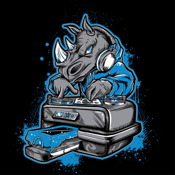 Ilustración de personaje de Rino Dj