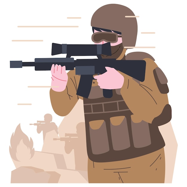 Vector ilustración del personaje del soldado