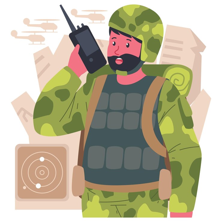 Ilustración de personaje soldado