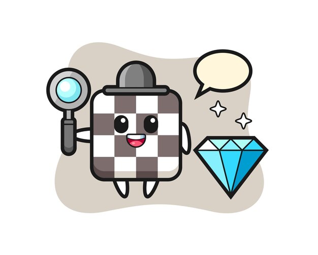 Ilustración del personaje del tablero de ajedrez con un diamante