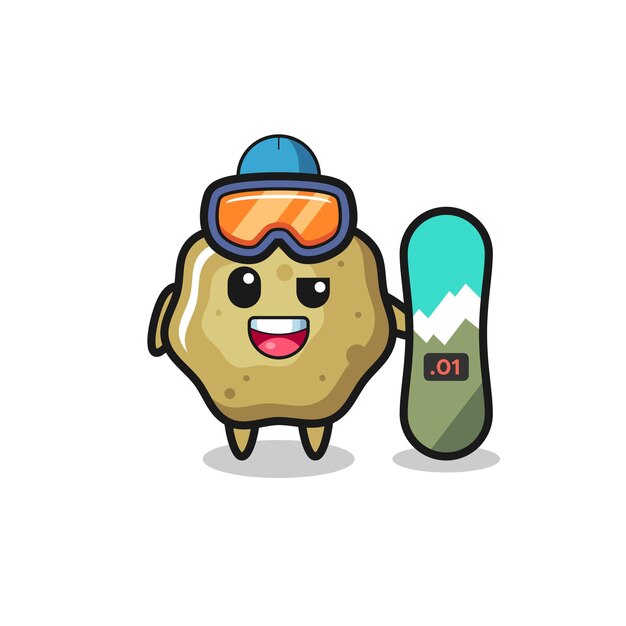 Ilustración del personaje de taburetes sueltos con estilo de snowboard, diseño de estilo lindo para camiseta, pegatina, elemento de logotipo