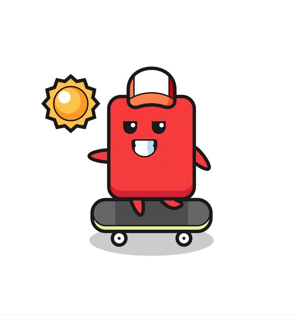 Ilustración de personaje de tarjeta roja montar en patineta, diseño de estilo lindo para camiseta, pegatina, elemento de logotipo