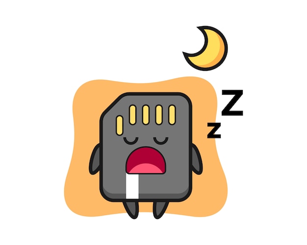 Ilustración de personaje de tarjeta sd durmiendo en la noche, diseño de estilo lindo para camiseta