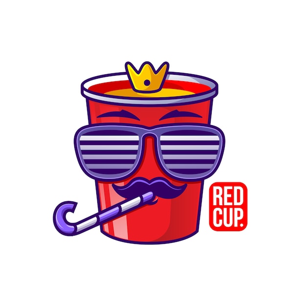 Ilustración de personaje de taza roja