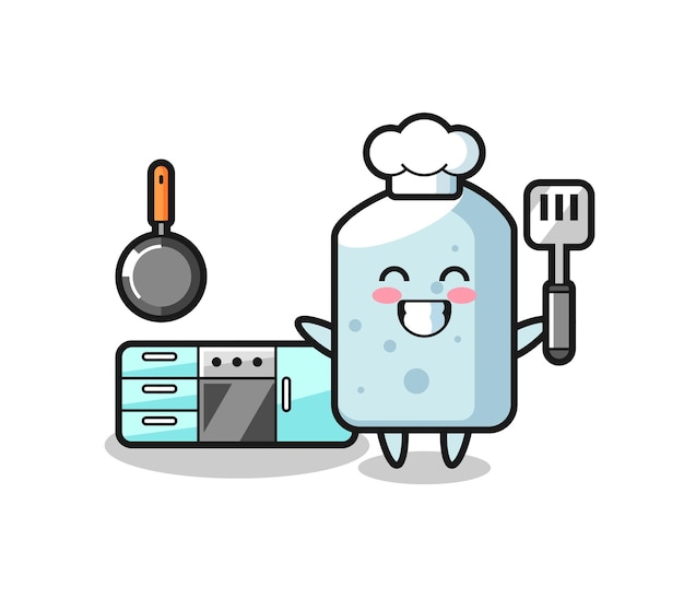 Ilustración de personaje de tiza mientras un chef está cocinando
