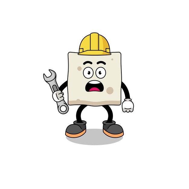 Ilustración de personaje de tofu con diseño de personaje de error 404