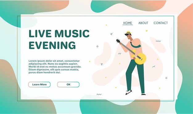 Ilustración de personaje de vector de la banda de jazz tocar música. Músico tocar instrumento