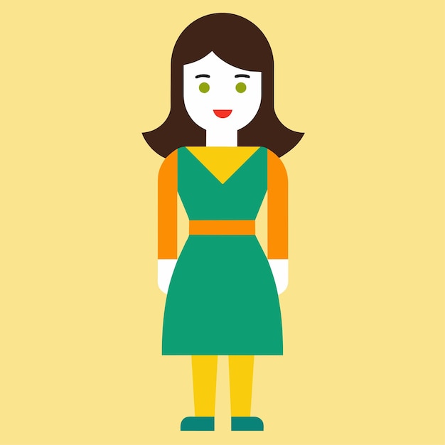 Ilustración del personaje vectorial de la actriz en estilo plano