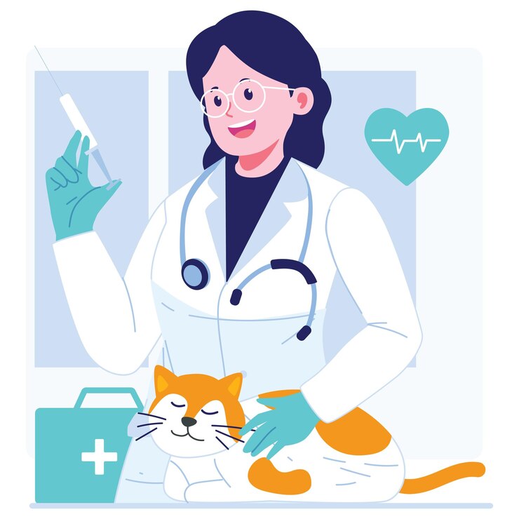 Ilustración de un personaje veterinario
