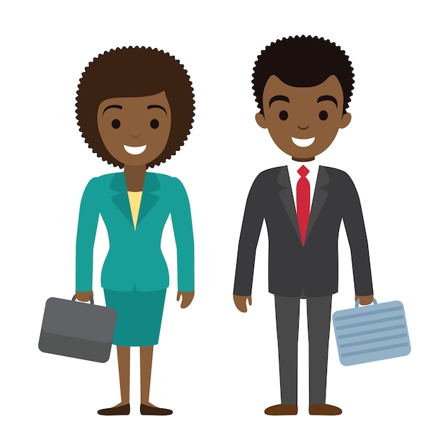 Vector ilustración de personajes afroamericanos de empresario y empresaria