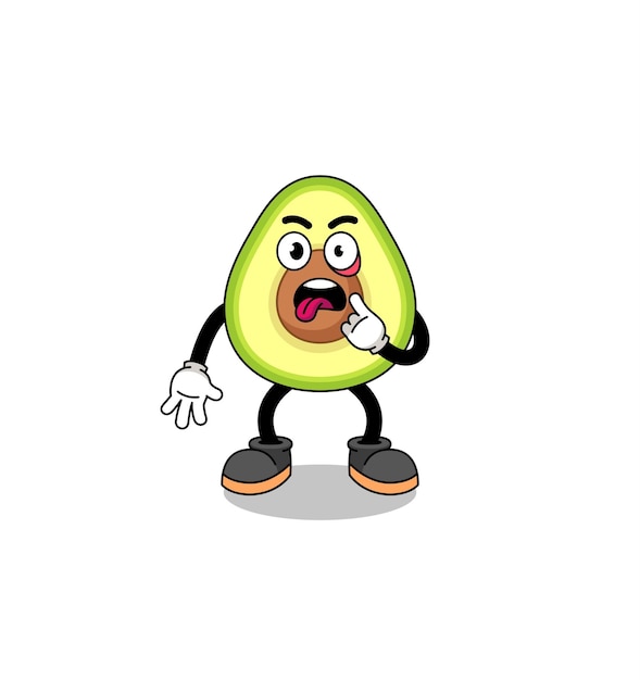 Ilustración de personajes de aguacate con lengua fuera diseño de personajes