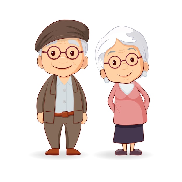 Ilustración de personajes de ancianos y ancianas