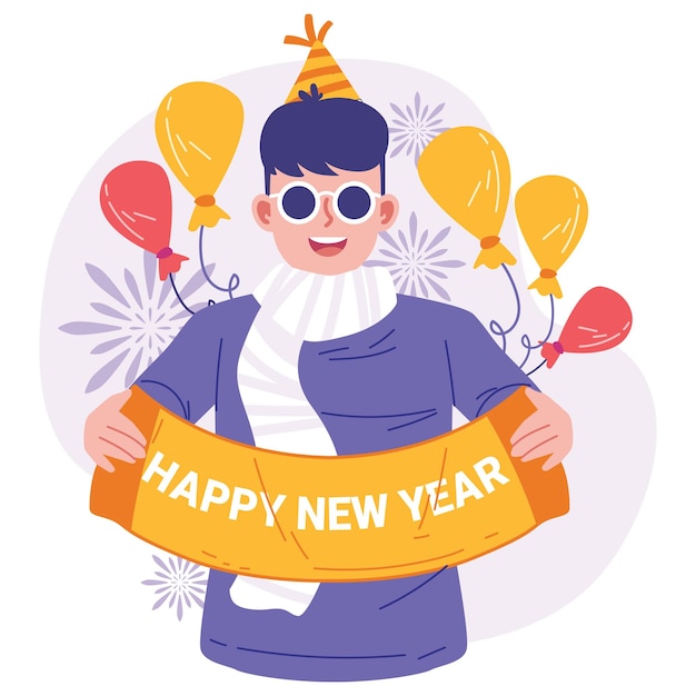 Vector ilustración de personajes de año nuevo