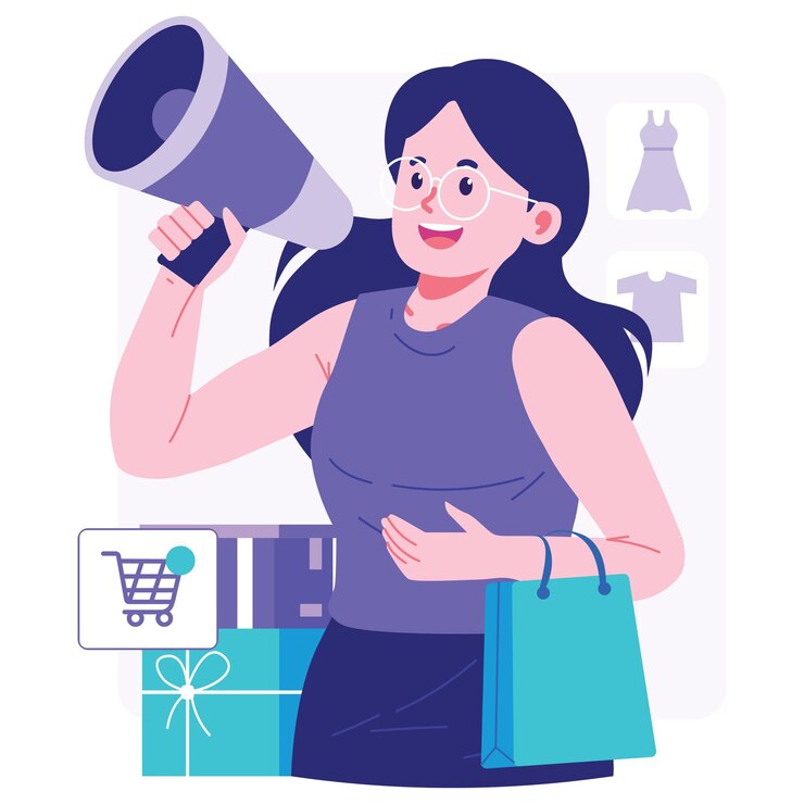 Ilustración de personajes de Cyber Monday