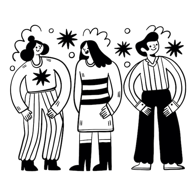 Ilustración de personajes dibujados a mano