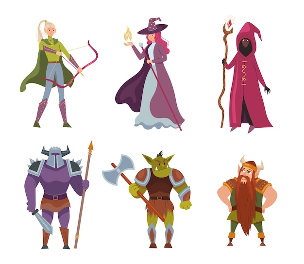 Vector ilustración de personajes de dibujos animados de fantasía