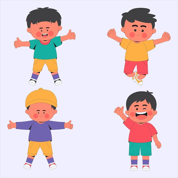 Ilustración de personajes de dibujos animados de Happy Kids