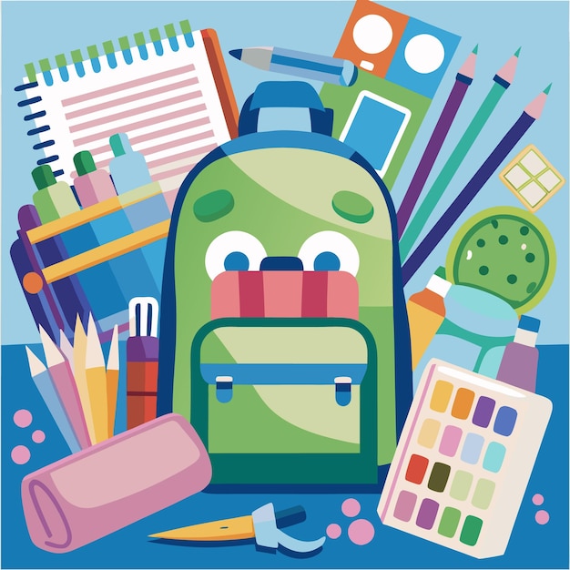 Ilustración de personajes de dibujos animados de regreso a la escuela