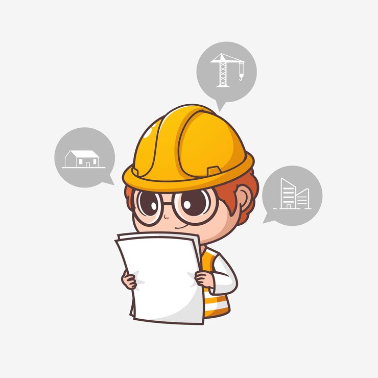 Ilustración de personajes lindos de trabajadores de la construcción