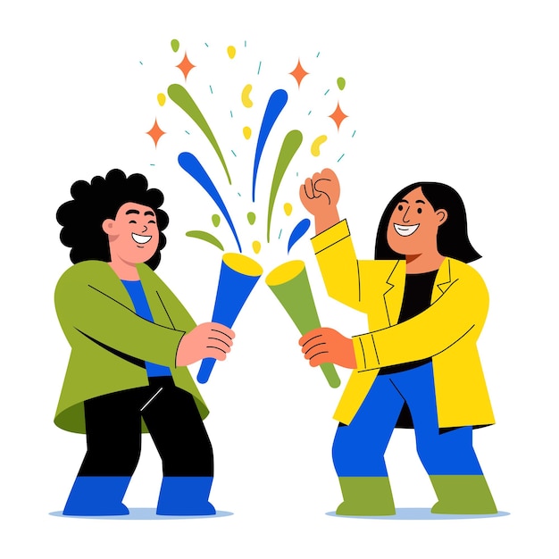 Ilustración de personajes planos de la celebración de la fiesta