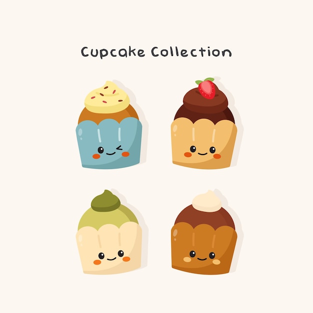 Ilustración de personajes de postres de pasteles dibujados a mano