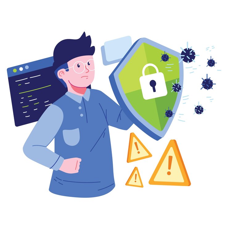 Ilustración de personajes de seguridad cibernética