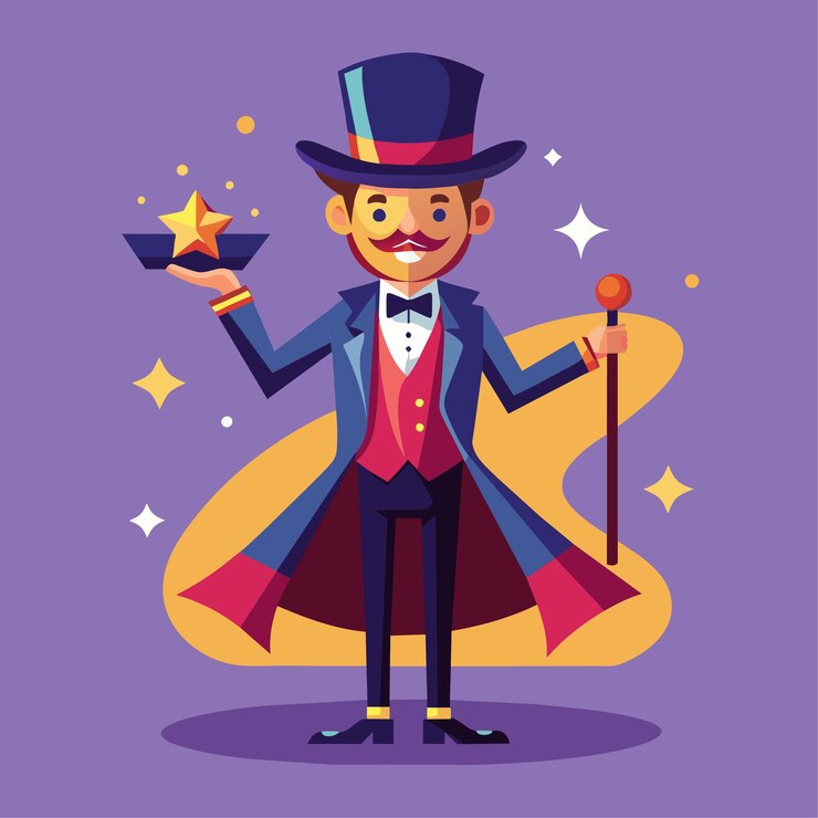 Vector ilustración de personajes vectoriales de mago en estilo plano