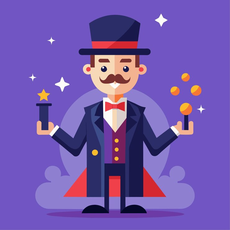 Vector ilustración de personajes vectoriales de mago en estilo plano