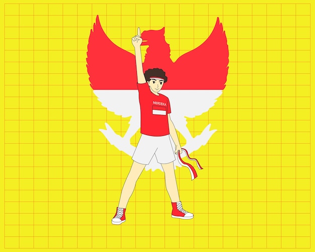 Ilustración de personas día de la independencia de indonesia