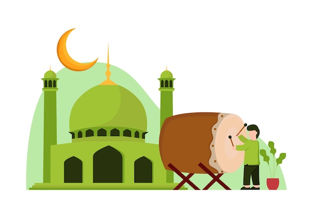 ilustración de personas felices mubarak Personas que celebran ramadan kareem