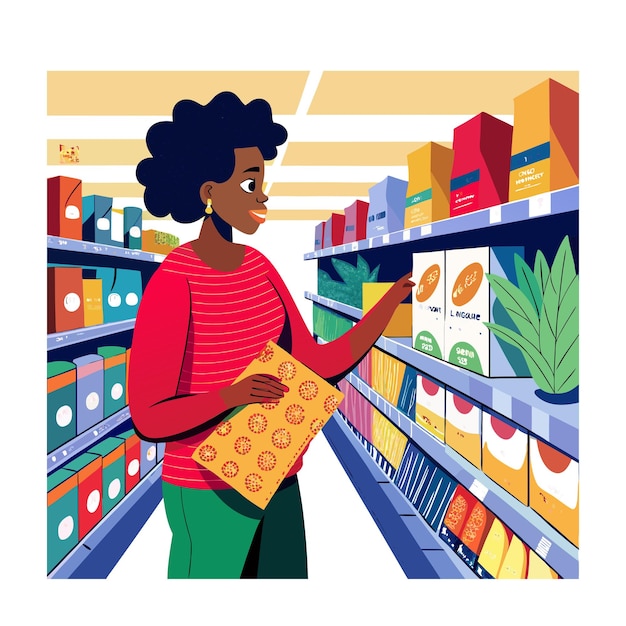Ilustración de personas negras comprando