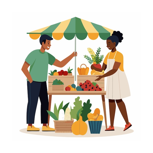 Ilustración de personas negras comprando