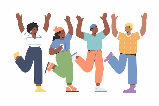 Ilustración de personas negras felices generada por Ai