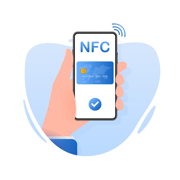 Ilustración con personas nfc para el diseño de aplicaciones móviles Ganar dinero en línea Banca en línea
