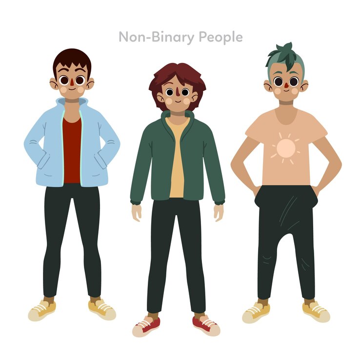 Ilustración de personas no binarias planas orgánicas