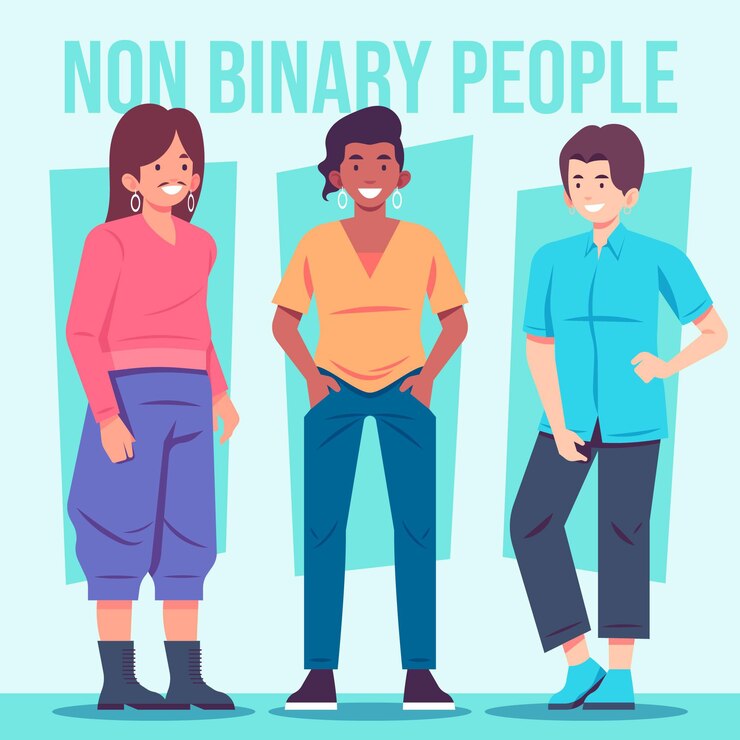 Ilustración de personas no binarias planas orgánicas