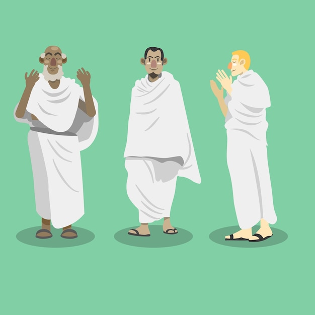 ilustración de personas que están haciendo el hajj