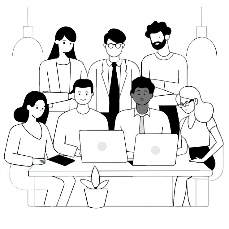 Vector ilustración de las personas que trabajan en la oficina