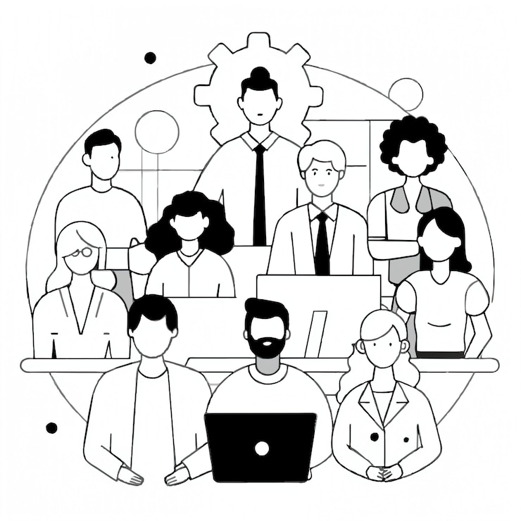 Vector ilustración de las personas que trabajan en la oficina