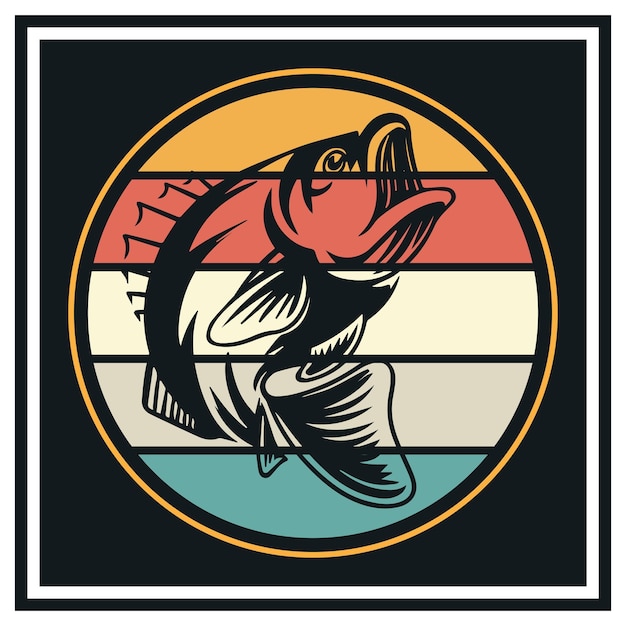 Ilustración de pesca para gráfico de camiseta Vector Premium