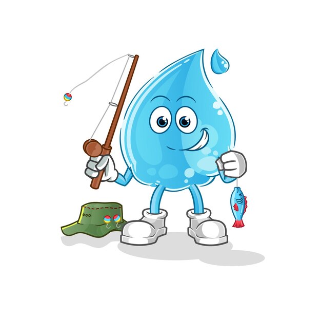 Vector ilustración de pescador de gota de agua. vector de personaje