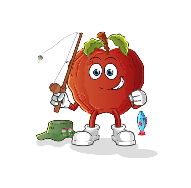 La ilustración del pescador de manzana podrida. vector de personaje