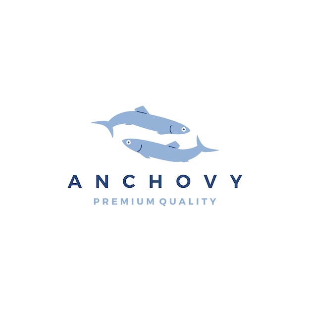 Ilustración de pescados y mariscos icono de vector de pescado de anchoa
