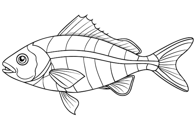 Ilustración de un pez blanco y negro para colorear páginas