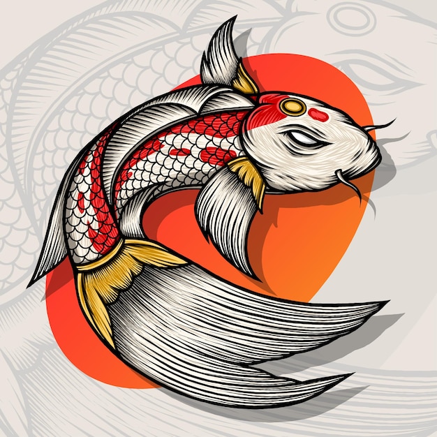 Vector ilustración de pez koi rey