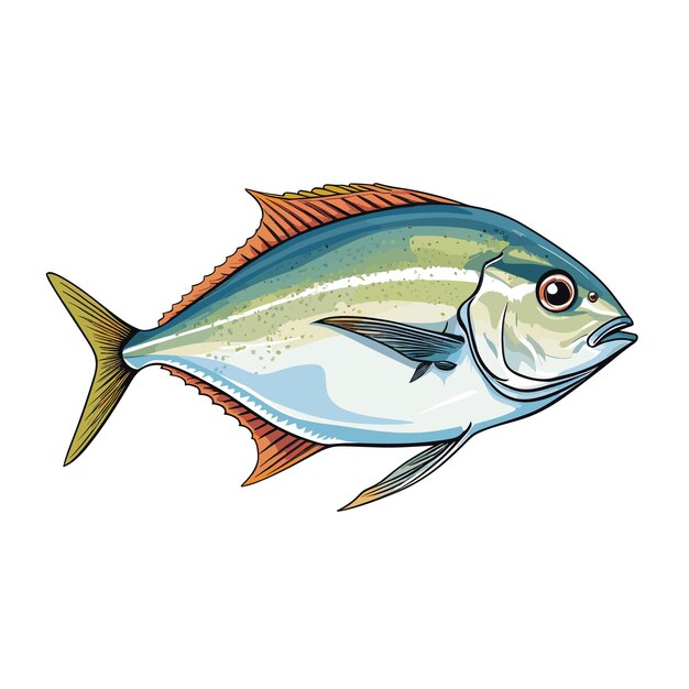 Ilustración de un pez pompano de color plano dibujado a mano